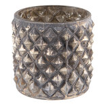 Clayre & Eef | Glazen Theelichthouder Zwart Beige ø 8x8 cm | 6GL3803 Clayre & Eef | Glazen Theelichthouder Zwart Beige ø 8x8 cm | 6GL3803