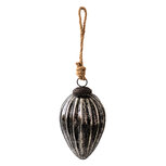 Clayre & Eef | Kerstbal Zwart ø 7x12 cm | 6GL3920 Clayre & Eef | Kerstbal Zwart ø 7x12 cm | 6GL3920