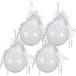 Clayre & Eef | Kerstbal Wit set 4 ø 8x8 cm | 6GL3938 Clayre & Eef | Kerstbal Wit set 4 ø 8x8 cm | 6GL3938