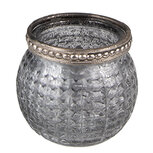 Clayre & Eef | Glazen Theelichthouder Grijs ø 6x5 cm | 6GL3975 Clayre & Eef | Glazen Theelichthouder Grijs ø 6x5 cm | 6GL3975