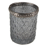 Clayre & Eef | Glazen Theelichthouder Grijs ø 6x6 cm | 6GL3977 Clayre & Eef | Glazen Theelichthouder Grijs ø 6x6 cm | 6GL3977