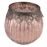 Clayre & Eef | Glazen Theelichthouder Roze ø 11x10 cm | 6GL3987 Clayre & Eef | Glazen Theelichthouder Roze ø 11x10 cm | 6GL3987