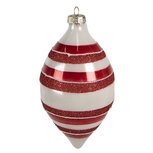 Clayre & Eef | Kerstbal Rood Wit ø 8x15 cm | 6GL4330 Clayre & Eef | Kerstbal Rood Wit ø 8x15 cm | 6GL4330