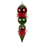 Clayre & Eef | Kerstbal Rood Groen ø 6x23 cm | 6GL4331 Clayre & Eef | Kerstbal Rood Groen ø 6x23 cm | 6GL4331