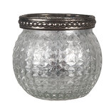 Clayre & Eef | Glazen Theelichthouder Zilverkleurig ø 7x6 cm | 6GL4377 Clayre & Eef | Glazen Theelichthouder Zilverkleurig ø 7x6 cm | 6GL4377