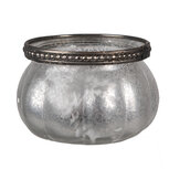 Clayre & Eef | Glazen Theelichthouder Zilverkleurig ø 9x6 cm | 6GL4379 Clayre & Eef | Glazen Theelichthouder Zilverkleurig ø 9x6 cm | 6GL4379
