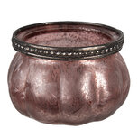Clayre & Eef | Glazen Theelichthouder Roze ø 9x6 cm | 6GL4380 Clayre & Eef | Glazen Theelichthouder Roze ø 9x6 cm | 6GL4380