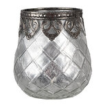 Clayre & Eef | Glazen Theelichthouder Zilverkleurig ø 9x11 cm | 6GL4383 Clayre & Eef | Glazen Theelichthouder Zilverkleurig ø 9x11 cm | 6GL4383