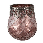 Clayre & Eef | Glazen Theelichthouder Roze ø 9x11 cm | 6GL4384 Clayre & Eef | Glazen Theelichthouder Roze ø 9x11 cm | 6GL4384