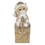 Clayre & Eef | Kerstdecoratie Beeld Kat Bruin, Wit 5x4x10 cm | 6PR4643 Clayre & Eef | Kerstdecoratie Beeld Kat Bruin, Wit 5x4x10 cm | 6PR4643