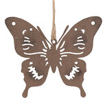 Clayre & Eef | Decoratie hanger vlinder Bruin 10x9 cm | 6Y5574 Clayre & Eef | Decoratie hanger vlinder Bruin 10x9 cm | 6Y5574