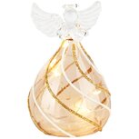 Dekoratief | Engeltje staand, transparant/goud, glas, LED, 7x7x10cm | A245062 Dekoratief | Engeltje staand, transparant/goud, glas, LED, 7x7x10cm | A245062