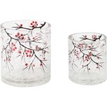 Dekoratief | Set 2 theelichthouders 'Winter Berries', glas, 9x9x10cm | A245071 Dekoratief | Set 2 theelichthouders 'Winter Berries', glas, 9x9x10cm | A245071