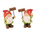 Dekoratief | Tuinkabouter 'Happy Garden', groen/rood, resina, 6x3x8cm, set van 2 stuks | A245148 Dekoratief | Tuinkabouter 'Happy Garden', groen/rood, resina, 6x3x8cm, set van 2 stuks | A245148