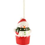 Dekoratief | Hanger sneeuwman, rood/wit, LED, keramiek, 8x7x11cm | A245235 Dekoratief | Hanger sneeuwman, rood/wit, LED, keramiek, 8x7x11cm | A245235