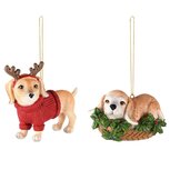 Dekoratief | Hanger hondje m/trui/mandje, resina, 10x5x16cm, set van 2 stuks | A245238 Dekoratief | Hanger hondje m/trui/mandje, resina, 10x5x16cm, set van 2 stuks | A245238