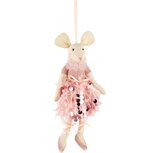Dekoratief | Hanger muis, roze, stof, 14x24cm | A245376 Dekoratief | Hanger muis, roze, stof, 14x24cm | A245376
