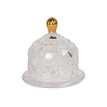 Dekoratief | Stolp, transparant/goud, glas, 11x11x10cm | A249092 Dekoratief | Stolp, transparant/goud, glas, 11x11x10cm | A249092