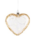 Dekoratief | Hanger hart, goud/transparant, glas, LED, 15x6x15cm | A245594 Dekoratief | Hanger hart, goud/transparant, glas, LED, 15x6x15cm | A245594