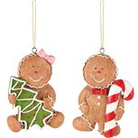 Dekoratief | Hanger cookie m/zuurstok/boompje, resina, 7x2x11cm, set van 2 stuks | A245642 Dekoratief | Hanger cookie m/zuurstok/boompje, resina, 7x2x11cm, set van 2 stuks | A245642