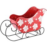 Dekoratief | Slee m/sterren, rood/wit, metaal, 30x24x18cm | A245877 Dekoratief | Slee m/sterren, rood/wit, metaal, 30x24x18cm | A245877