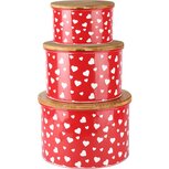 Dekoratief | Set 3 tonnen m/hartjes, rood/wit, metaal/hout, 40x40x25cm | A245880 Dekoratief | Set 3 tonnen m/hartjes, rood/wit, metaal/hout, 40x40x25cm | A245880