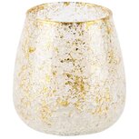 Dekoratief | Theelichthouder 'Crackled Gold', transparant, glas, 11x11x11cm | A248046 Dekoratief | Theelichthouder 'Crackled Gold', transparant, glas, 11x11x11cm | A248046