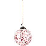 Dekoratief | Hanger bal 'Red Hearts', transparant, glas, 9x9x10cm | A248057 Dekoratief | Hanger bal 'Red Hearts', transparant, glas, 9x9x10cm | A248057