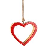 Dekoratief | Hanger hart m/stipjes, naturel/rood, hout/enamel, 14x3x14cm | A248091 Dekoratief | Hanger hart m/stipjes, naturel/rood, hout/enamel, 14x3x14cm | A248091