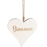 Dekoratief | Hanger hart 'Bienvenue', wit, hout/enamel, 20x20x2cm | A248157 Dekoratief | Hanger hart 'Bienvenue', wit, hout/enamel, 20x20x2cm | A248157