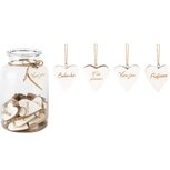 Dekoratief | Bokaal m/60 hangers (6cm) hart 'Bedankt/Voor Jou/Proficiat/Met Plezier', wit, hout, 16x16x26cm | A248162 Dekoratief | Bokaal m/60 hangers (6cm) hart 'Bedankt/Voor Jou/Proficiat/Met Plezier', wit, hout, 16x16x26cm | A248162
