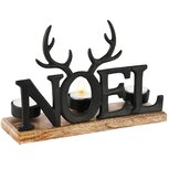 Dekoratief | Theelichthouder 'No?l', zwart/naturel, metaal/hout, 26x8x17cm | A248464 Dekoratief | Theelichthouder 'No?l', zwart/naturel, metaal/hout, 26x8x17cm | A248464
