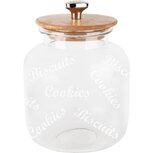 Dekoratief | Bewaarpot 'Cookies/Biscuits', transparant, glas/hout, 17x17x22cm | A248481 Dekoratief | Bewaarpot 'Cookies/Biscuits', transparant, glas/hout, 17x17x22cm | A248481