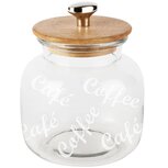 Dekoratief | Bewaarpot 'Coffee/Caf?', transparant, glas/hout, 14x14x20cm | A248482 Dekoratief | Bewaarpot 'Coffee/Caf?', transparant, glas/hout, 14x14x20cm | A248482