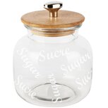 Dekoratief | Bewaarpot 'Sugar/Sucre', transparant, glas/hout, 14x14x20cm | A248483 Dekoratief | Bewaarpot 'Sugar/Sucre', transparant, glas/hout, 14x14x20cm | A248483