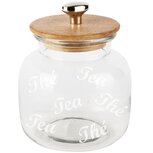 Dekoratief | Bewaarpot 'Tea/Th‚', transparant, glas/hout, 14x14x20cm | A248484 Dekoratief | Bewaarpot 'Tea/Th‚', transparant, glas/hout, 14x14x20cm | A248484