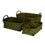 Dekoratief | Set 3 manden, RH, groen, pvc, 53x37x18cm | A249016 Dekoratief | Set 3 manden, RH, groen, pvc, 53x37x18cm | A249016