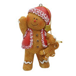 Clayre & Eef | Decoratie Hanger Peperkoekpop Bruin Wit 6x4x9 cm | 6PR4336 Clayre & Eef | Decoratie Hanger Peperkoekpop Bruin Wit 6x4x9 cm | 6PR4336