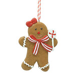 Clayre & Eef | Decoratie Hanger Peperkoekpop Bruin Wit 8x1x10 cm | 6PR4338 Clayre & Eef | Decoratie Hanger Peperkoekpop Bruin Wit 8x1x10 cm | 6PR4338