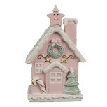 Clayre & Eef | Decoratie Huis met LED Roze 10x8x15 cm | 6PR4199 Clayre & Eef | Decoratie Huis met LED Roze 10x8x15 cm | 6PR4199
