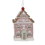 Clayre & Eef | Decoratie hanger huisje Roze Wit 6x4x9 cm | 6PR4215 Clayre & Eef | Decoratie hanger huisje Roze Wit 6x4x9 cm | 6PR4215