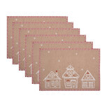 Clayre & Eef | Placemats Set van 6 Bruin Wit 48x33 cm | GBB40 Clayre & Eef | Placemats Set van 6 Bruin Wit 48x33 cm | GBB40