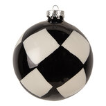 Clayre & Eef | Kerstbal Zwart Wit ø 10x10 cm | 6GL4616 Clayre & Eef | Kerstbal Zwart Wit ø 10x10 cm | 6GL4616