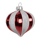 Clayre & Eef | Kerstbal Rood Wit ø 8x8 cm | 6GL4628 Clayre & Eef | Kerstbal Rood Wit ø 8x8 cm | 6GL4628