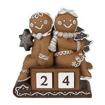 Clayre & Eef | Decoratie peperkoekpoppen met kalender Bruin Wit 11x4x13 cm | 6PR4311 Clayre & Eef | Decoratie peperkoekpoppen met kalender Bruin Wit 11x4x13 cm | 6PR4311