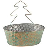 Dekoratief | Bakje m/kerstboom, groen, metaal, 27x21x10cm | A240770 Dekoratief | Bakje m/kerstboom, groen, metaal, 27x21x10cm | A240770