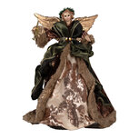 Clayre & Eef | Decoratie Beeld Engel Bruin Groen 18x14x28 cm | 65626 Clayre & Eef | Decoratie Beeld Engel Bruin Groen 18x14x28 cm | 65626