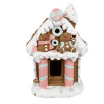 Clayre & Eef | Decoratie Huis met LED Bruin 24x21x39 cm / 3xAAA | 6MG0055 Clayre & Eef | Decoratie Huis met LED Bruin 24x21x39 cm / 3xAAA | 6MG0055