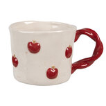 Clayre & Eef | Mok Beige Rood 13x9x7 cm / 200 ml | 6CEMU0150 Clayre & Eef | Mok Beige Rood 13x9x7 cm / 200 ml | 6CEMU0150