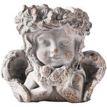 Dekoratief | Bloempot engelmeisje m/vogeltje, goud/zwart, cement, 16x11x15cm | A250016 Dekoratief | Bloempot engelmeisje m/vogeltje, goud/zwart, cement, 16x11x15cm | A250016